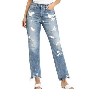 3x1 Highlands Distressed Bleach Splatter Jeans Womens 27 Blue Excellent Straight